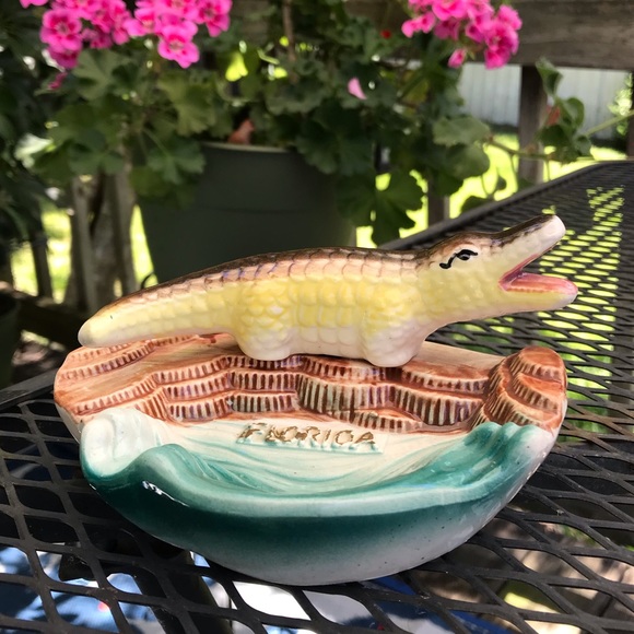 Vintage Other - Vintage Ceramic Pottery Florida Alligator Ashtray MCM Trinket Dish